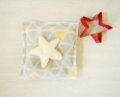 Needle felting with cookie cutter