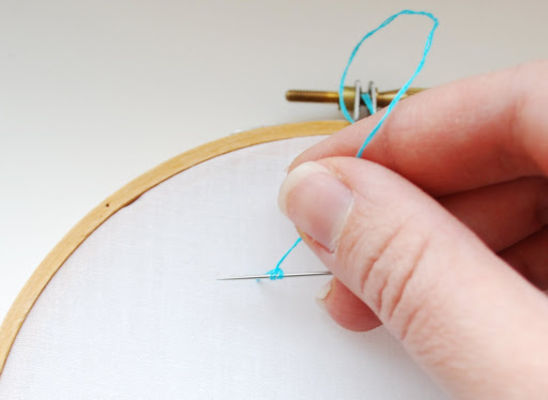 wrap thread around needle embroidery