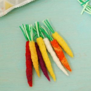 many shades of wool roving felt carrots
